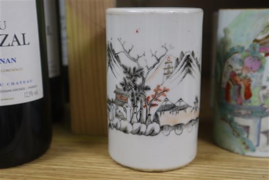 Three Chinese porcelain brush pots